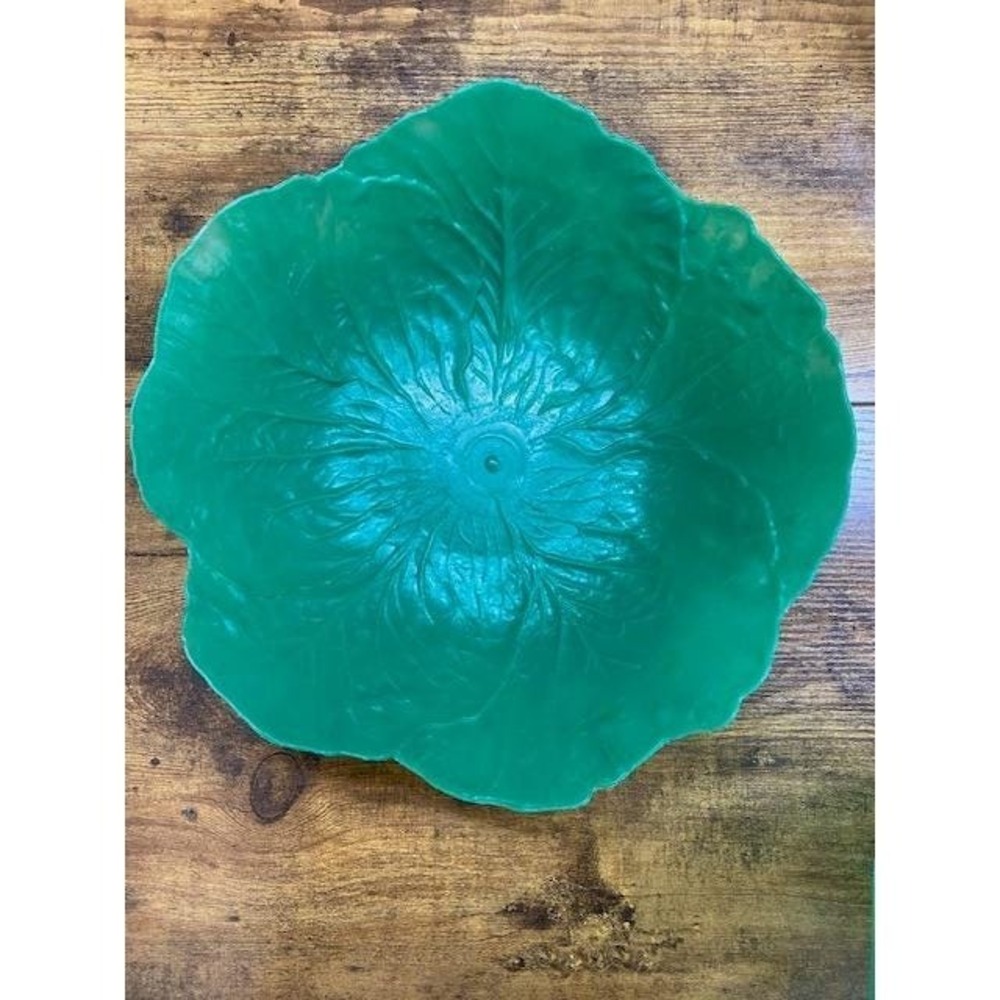 Vintage Berman Ind Inc Green Plastic Cabbage Leaf Serving Bowls Set of 2 Ohio